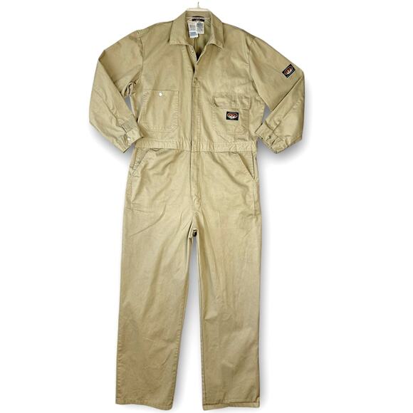 Rasco FR Khaki Flame Resistant Coverall Mens Size 46-R / XL 100% Cotton Unlined - Picture 1 of 16